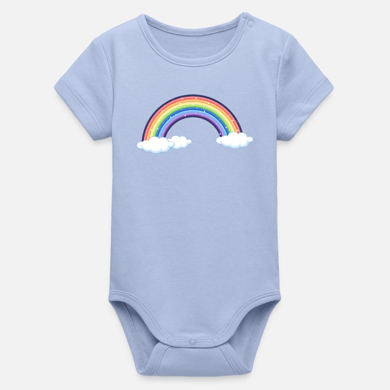Arc-en-ciel vibrant sur les nuages - Body bébé manches courtes bio Stanley/Stella - ciel