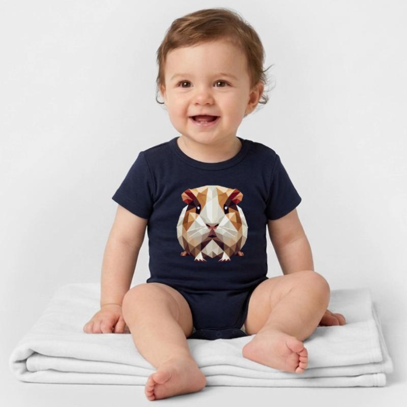 mignon cochon d’Inde dans le style low poly Body bébé manches courtes bio Stanley/Stella