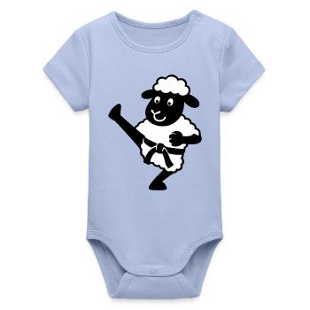 Karate Sheep - Organic Short Sleeve Baby Bodysuit by Stanley/Stella - sky - Front