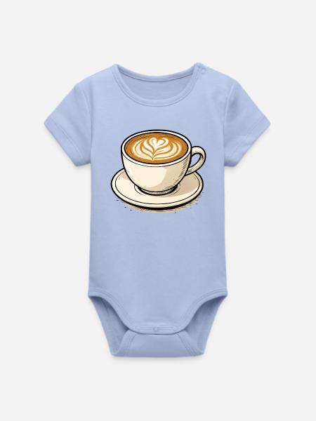 Kaffeeherz Latte Kunst - Organic Kurzarm-Babybody von Stanley/Stella - Sky