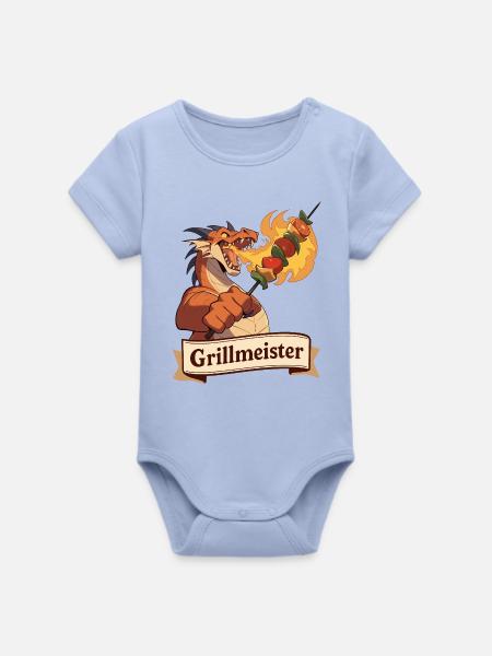Vegetarischer Grillmeister Drache - Organic Kurzarm-Babybody von Stanley/Stella - Sky
