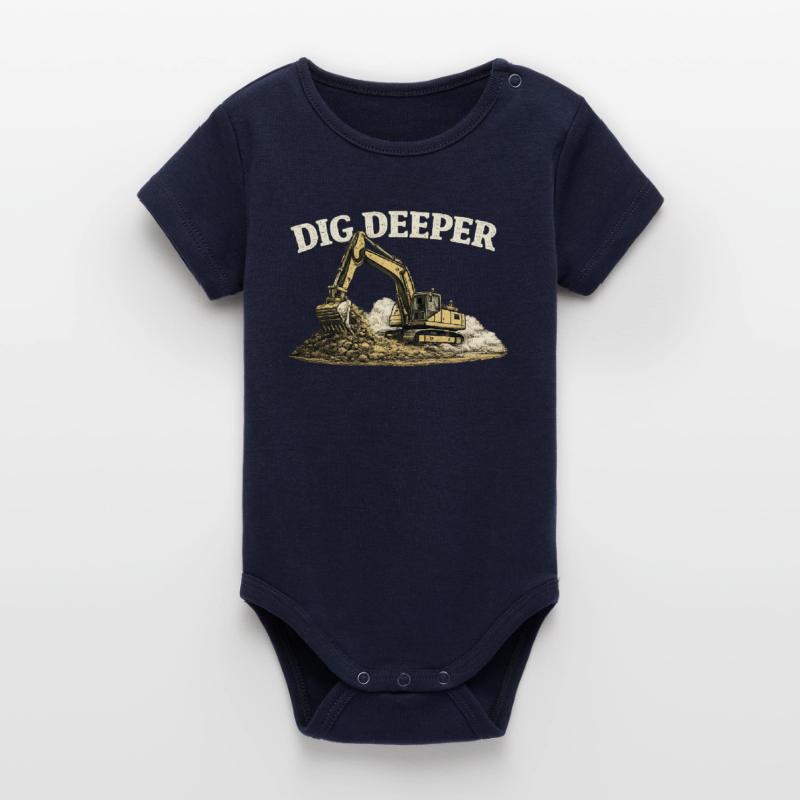 Dig Deeper Excavator Construction Site Construction Machine Organic Short Sleeve Baby Bodysuit by Stanley/Stella