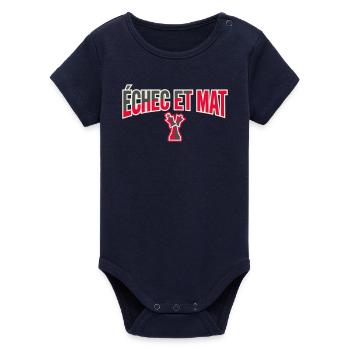 Logo Échec et Mat Rouge Roi Noir en Difficulté - Body bébé manches courtes bio Stanley/Stella - marine - Devant