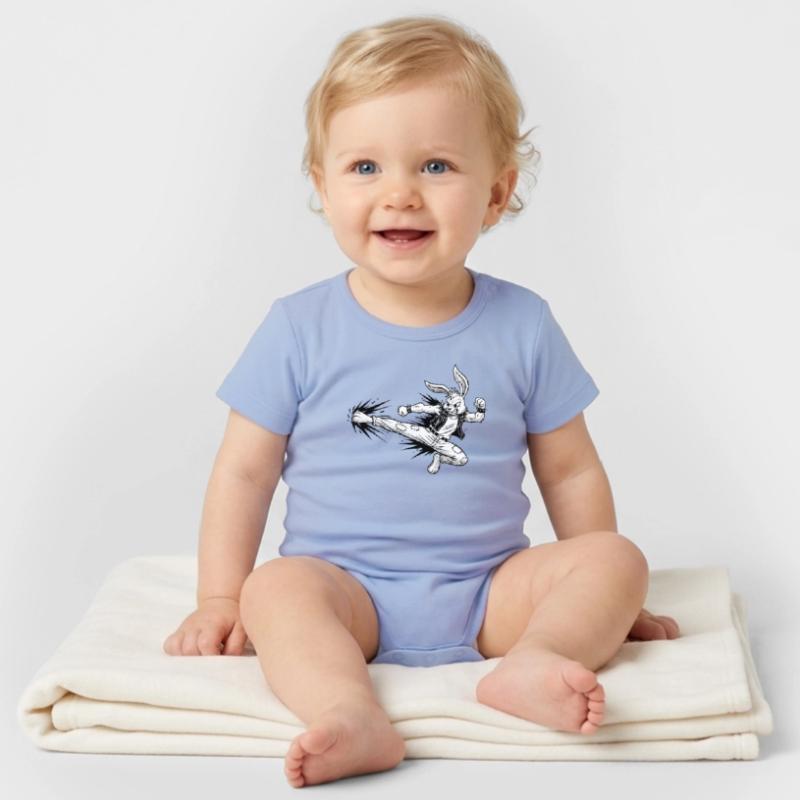 Heavy Metal Easter Bunny Rocker Easter Hardcore Bunny Organic Short Sleeve Baby Bodysuit by Stanley/Stella