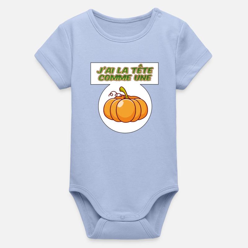 J'ai la tête comme une citrouille - Body bébé manches courtes bio Stanley/Stella - ciel