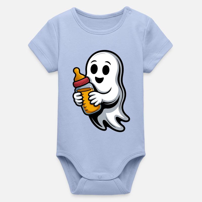 Fantôme câlin avec biberon - Body bébé manches courtes bio Stanley/Stella - ciel