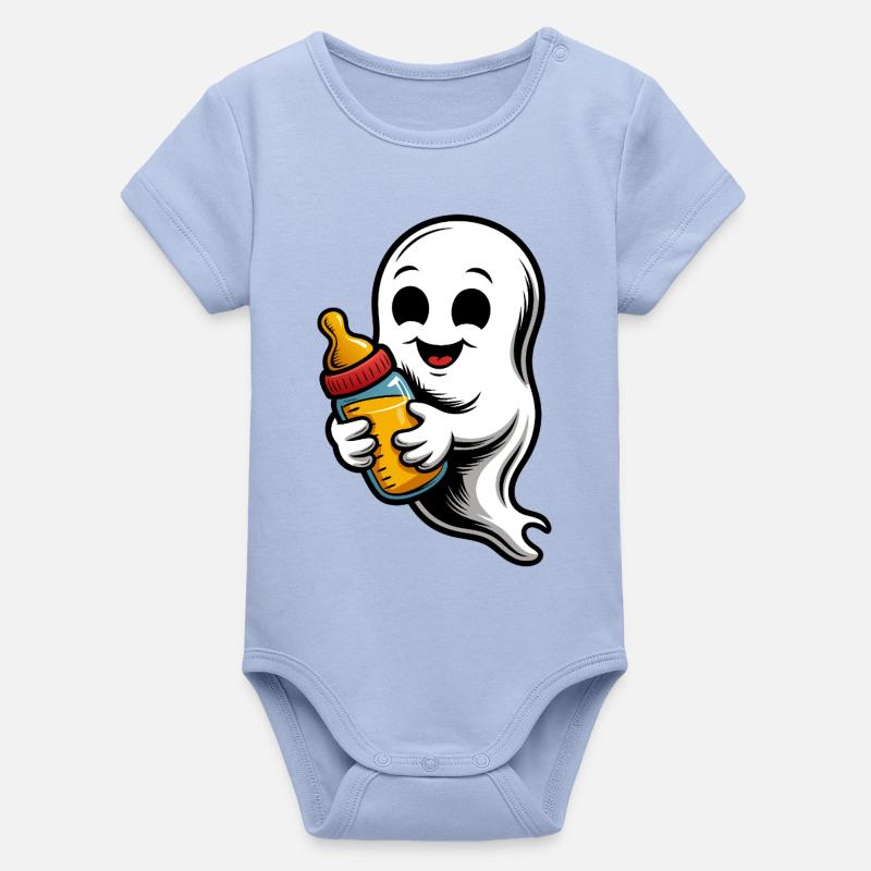 Fantôme mignon avec biberon - Body bébé manches courtes bio Stanley/Stella - ciel
