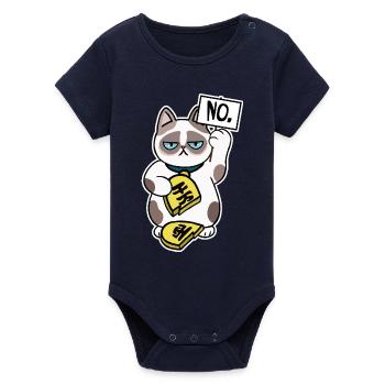 Unglückliches Katzen-Design - Organic Kurzarm-Babybody von Stanley/Stella - Navy - Vorne