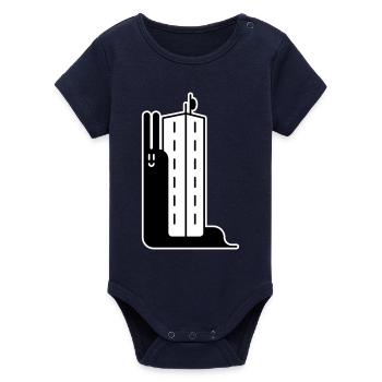 Block Snail - Organic Short Sleeve Baby Bodysuit by Stanley/Stella - navy - Front
