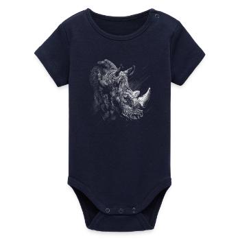 Rhino - Organic Short Sleeve Baby Bodysuit by Stanley/Stella - navy - Front