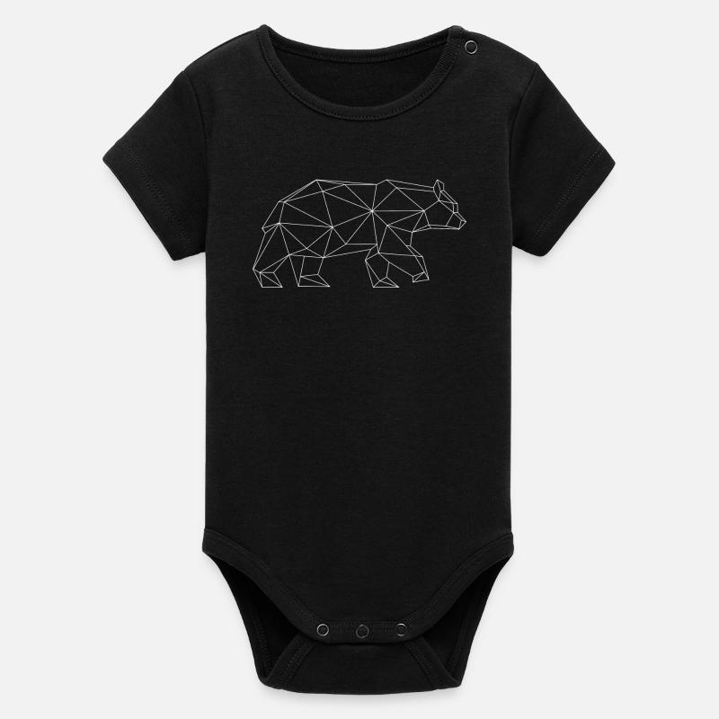 Grizzly bear in Triangle design (white) - Organic Short Sleeve Baby Bodysuit by Stanley/Stella - black