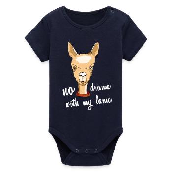 lama no drama alpaka kamel face spruch comic cute - Organic Kurzarm-Babybody von Stanley/Stella - Navy - Vorne