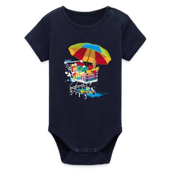 Beach utensils in shopping cart - Organic Short Sleeve Baby Bodysuit by Stanley/Stella - navy - Front
