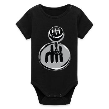 Gear shift - car sport - Organic Short Sleeve Baby Bodysuit by Stanley/Stella - black - Front