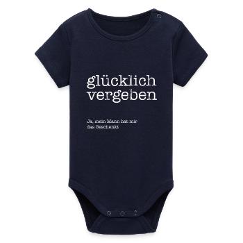 Awarded happy! - Organic Short Sleeve Baby Bodysuit by Stanley/Stella - navy - Front