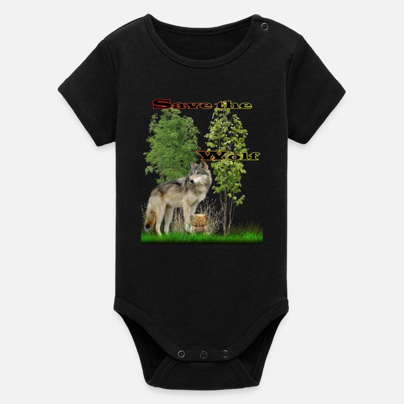 loup 2 - Body bébé manches courtes bio Stanley/Stella - noir