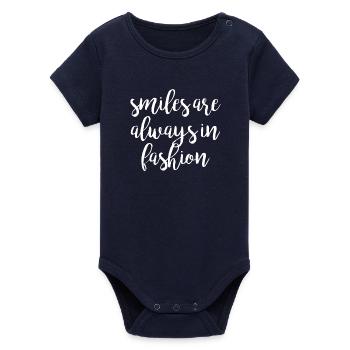 Smiles are always in fashion - Organic Short Sleeve Baby Bodysuit by Stanley/Stella - navy - Front