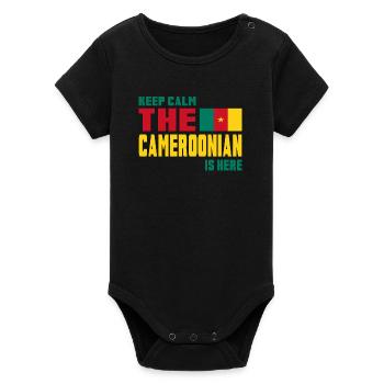Keep Calm Cameroun / Afrique cadeau couleurs nationales - Body bébé manches courtes bio Stanley/Stella - noir - Devant