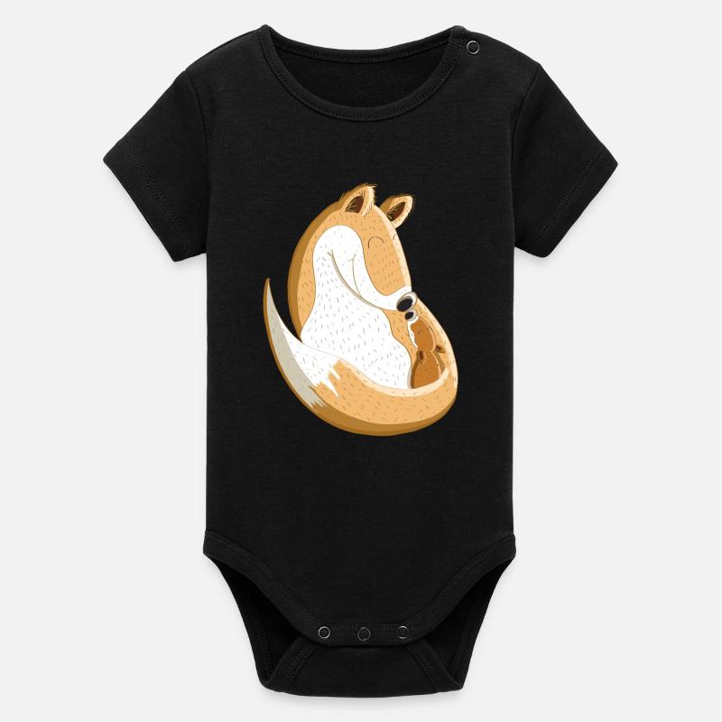 Fox avec bébé I grossesse I cadeau pour enfants - Body bébé manches courtes bio Stanley/Stella - noir