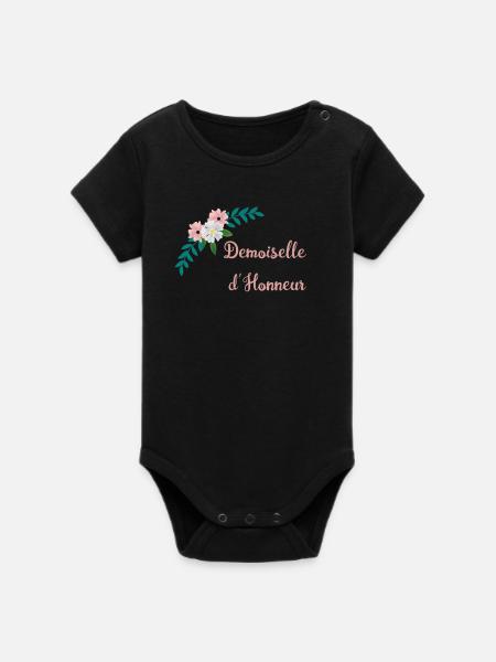 Brautjungfer - Bukolische Sammlung - Organic Kurzarm-Babybody von Stanley/Stella - Schwarz