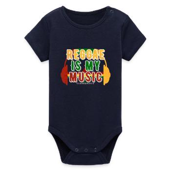 Reggae is my music - Organic Short Sleeve Baby Bodysuit by Stanley/Stella - navy - Front