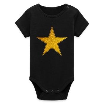 Star Gold Graphic Star - Organic Short Sleeve Baby Bodysuit by Stanley/Stella - black - Front