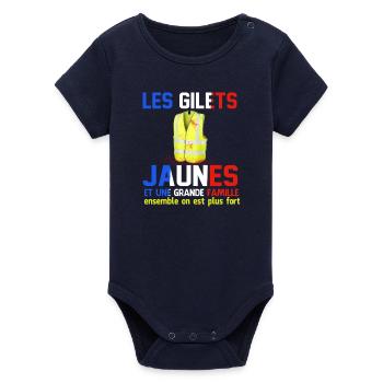 Gilet de Sécurité Famille Solidairte - Body bébé manches courtes bio Stanley/Stella - marine - Devant