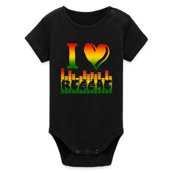 I Love Reggae Rainbow - Organic Short Sleeve Baby Bodysuit by Stanley/Stella - black - Front