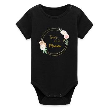 team de la mariée or et fleurs - Body bébé manches courtes bio Stanley/Stella - noir - Devant