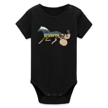 horse racing - Organic Short Sleeve Baby Bodysuit by Stanley/Stella - black - Front