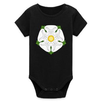 White Rose of York Yorkshire - Organic Short Sleeve Baby Bodysuit by Stanley/Stella - black - Front