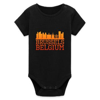 Brussels - Organic Short Sleeve Baby Bodysuit by Stanley/Stella - black - Front