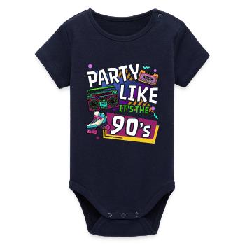 90's nineties vintage - Organic Short Sleeve Baby Bodysuit by Stanley/Stella - navy - Front