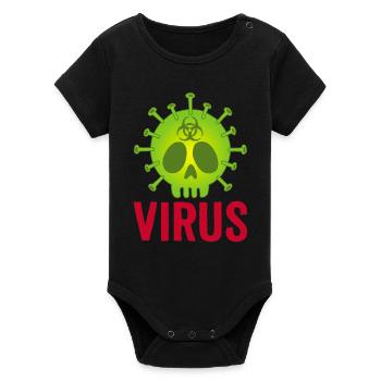 Tête de mort virus - Body bébé manches courtes bio Stanley/Stella - noir - Devant