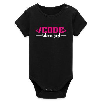 Codage Programmation informatique - Body bébé manches courtes bio Stanley/Stella - noir - Devant