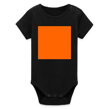 Color Block Pattern in Warm Orange Tones - Organic Short Sleeve Baby Bodysuit by Stanley/Stella - black - Front