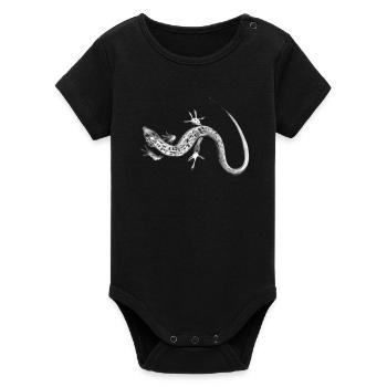 Lézard gris motif noir et blanc - Body bébé manches courtes bio Stanley/Stella - noir - Devant