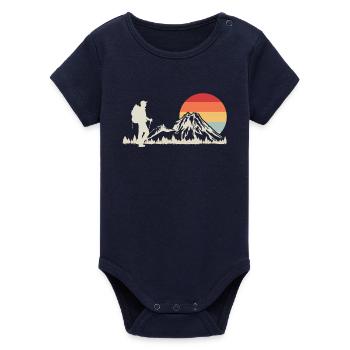 Hiking Hikers - Organic Short Sleeve Baby Bodysuit by Stanley/Stella - navy - Front