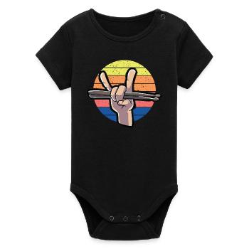 Drumstick Drummer Vintage - Body bébé manches courtes bio Stanley/Stella - noir - Devant