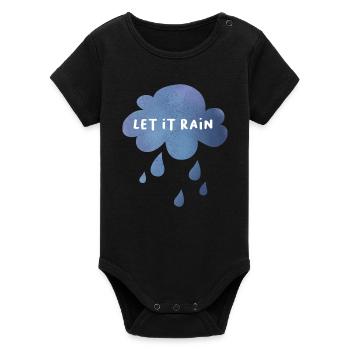 Let it rain cloud rain drop weather moody - Organic Short Sleeve Baby Bodysuit by Stanley/Stella - black - Front