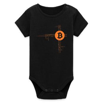 Bitcoin - Body bébé manches courtes bio Stanley/Stella - noir - Devant