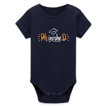 PhD Doctoral Degree - Organic Short Sleeve Baby Bodysuit by Stanley/Stella - navy - Front