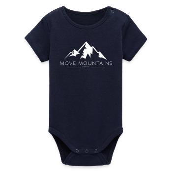 faith can move mountains - crois décalé montagnes - Body bébé manches courtes bio Stanley/Stella - marine - Devant