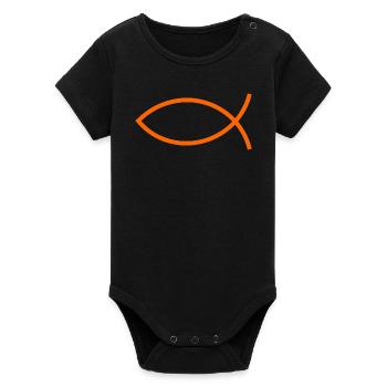 Jésus poisson Ichthys poisson poisson poisson - Body bébé manches courtes bio Stanley/Stella - noir - Devant