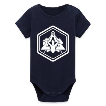 Traditional Mason Guild Sign Hexagon Emblem - Organic Short Sleeve Baby Bodysuit by Stanley/Stella - navy - Front