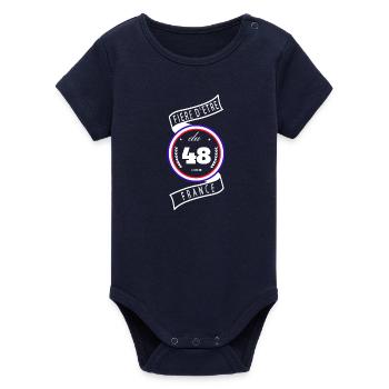 Fière D'être Du 48 Lozère France - Body bébé manches courtes bio Stanley/Stella - marine - Devant