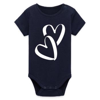Coeur Petits coeurs Deux coeurs amoureux Pocket - Body bébé manches courtes bio Stanley/Stella - marine - Devant