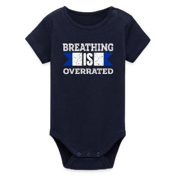 Breathing is Overrated - Organic Short Sleeve Baby Bodysuit by Stanley/Stella - navy - Front