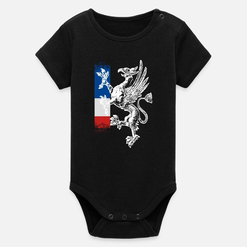 griffon debout bleu blanc rouge Rostock - Body bébé manches courtes bio Stanley/Stella - noir