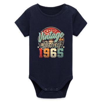 1965 Année de naissance Vintage anniversaire - Body bébé manches courtes bio Stanley/Stella - marine - Devant